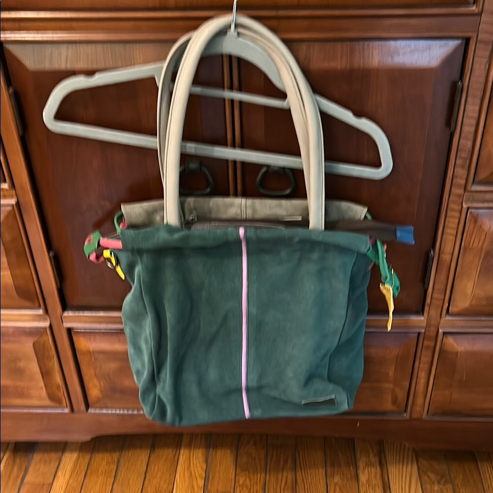Green and Gray Canvas Tote with Sporty Design